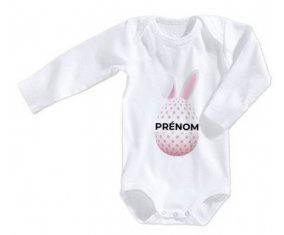 Body bébé Oeuf de Pâques design-18 avec prénom taille 3/6 mois manches Longues