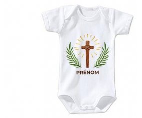 Body bébé Croix christ avec prénom taille 3/6 mois manches Courtes