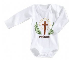Body bébé Croix christ avec prénom taille 3/6 mois manches Longues