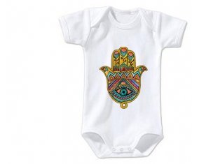 Body bébé Judaisme : Khamsa mauvais œil taille 3/6 mois manches Courtes