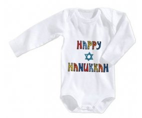 Body bébé Judaisme : Happy hanukkah design-2 taille 3/6 mois manches Longues