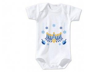 Body bébé Judaisme : Hanoukkia design-2 taille 3/6 mois manches Courtes