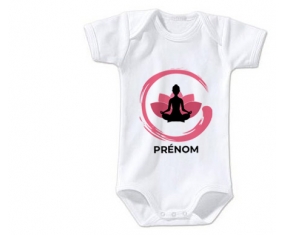 Body bébé Bouddhisme méditation zen design-3 avec prénom taille 3/6 mois manches Courtes