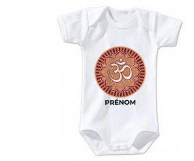 Body bébé Om aum sanskrit design-1 avec prénom taille 3/6 mois manches Courtes