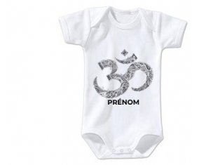 Body bébé Om aum sanskrit design-2 avec prénom taille 3/6 mois manches Courtes