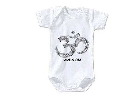 Body bébé personnalisé Om aum sanskrit design-2 avec prénom en coton