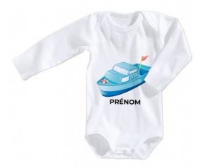 Body bébé Jouet toys Bateau design-3 avec prénom taille 3/6 mois manches Longues