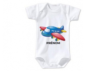 Body bébé Jouet toys Avion design-1 avec prénom taille 3/6 mois manches Courtes
