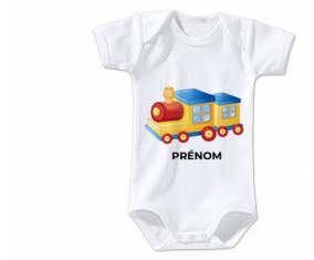 Body bébé Jouet toys Train design-1 avec prénom taille 3/6 mois manches Courtes
