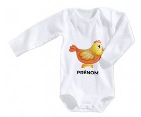 Body bébé Jouet toys Poule avec prénom taille 3/6 mois manches Longues