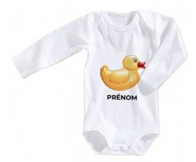 Body bébé Jouet toys petit canard jaune avec prénom taille 3/6 mois manches Longues