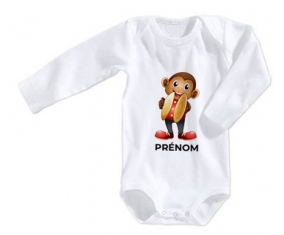 Body bébé Jouet toys singe avec prénom taille 3/6 mois manches Longues