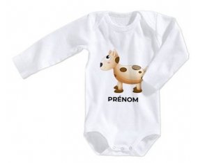 Body bébé Jouet toys vache avec prénom taille 3/6 mois manches Longues