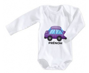 Body bébé Jouet toys voiture violet design-2 avec prénom taille 3/6 mois manches Longues
