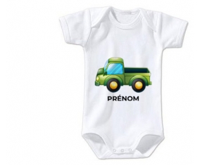 Body bébé Jouet toys camionette verte avec prénom taille 3/6 mois manches Courtes