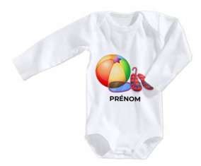 Body bébé Jouet toys ballon masque et tong de plage avec prénom taille 3/6 mois manches Longues