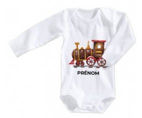 Body bébé Peinture train avec prénom taille 3/6 mois manches Longues