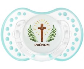 Croix christ avec prénom : Retro-blanc-lagon classique Tétine embout Lovi Dynamic