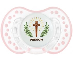 Croix christ avec prénom : Retro-blanc-rose-tendre classique Tétine embout Lovi Dynamic