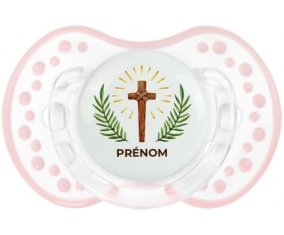 Croix christ avec prénom : Retro-blanc-rose-tendre classique Tétine embout Lovi Dynamic