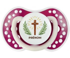 Croix christ avec prénom : Fuchsia phosphorescente Tétine embout Lovi Dynamic