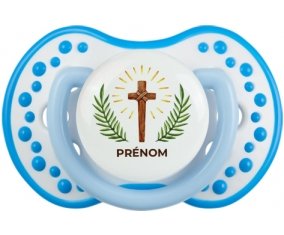 Croix christ avec prénom : Blanc-bleu phosphorescente Tétine embout Lovi Dynamic