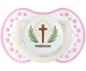 Croix christ avec prénom : Blanc-rose phosphorescente Tétine embout Lovi Dynamic