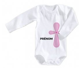 Body bébé It's a girl croix rose + prénom 12/18 mois manches Longues