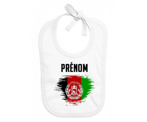 Bavoir bébé personnalisé Drapeau effet pinceau Afghanistan avec prénom