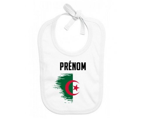 Bavoir bébé personnalisé Drapeau effet pinceau Algérie avec prénom