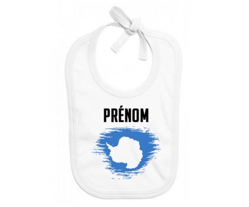 Bavoir bébé personnalisé Drapeau effet pinceau Antarctique avec prénom
