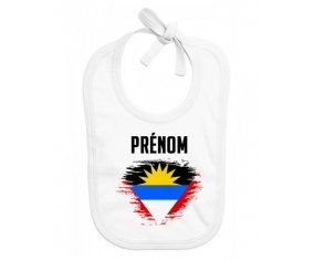 Bavoir bébé personnalisé Drapeau effet pinceau Antigua-et-Barbuda avec prénom