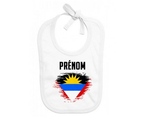 Bavoir bébé personnalisé Drapeau effet pinceau Antigua-et-Barbuda avec prénom