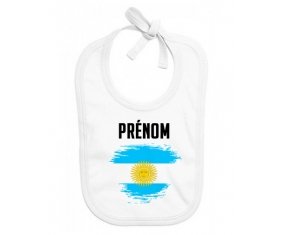 Bavoir bébé personnalisé Drapeau effet pinceau Argentine avec prénom