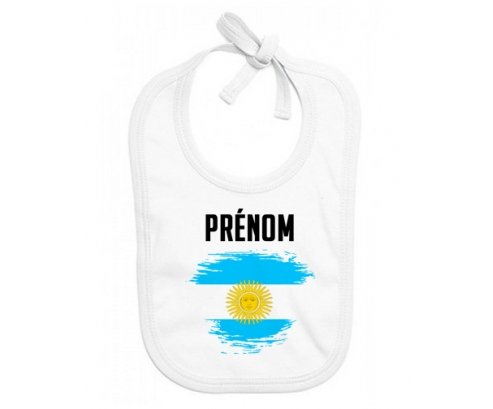 Bavoir bébé personnalisé Drapeau effet pinceau Argentine avec prénom