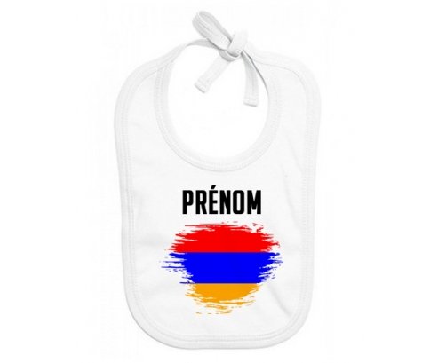 Bavoir bébé personnalisé Drapeau effet pinceau Arménie avec prénom