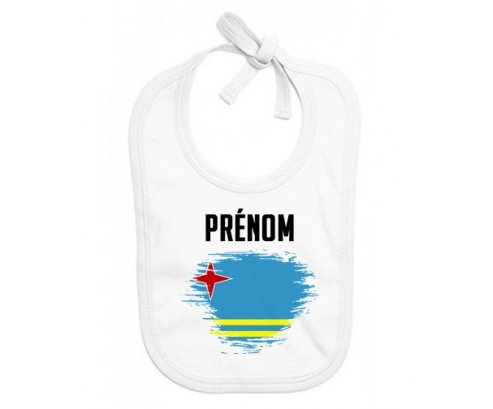 Bavoir bébé personnalisé Drapeau effet pinceau Aruba avec prénom