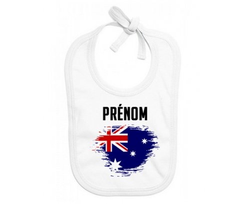 Bavoir bébé personnalisé Drapeau effet pinceau Australie avec prénom