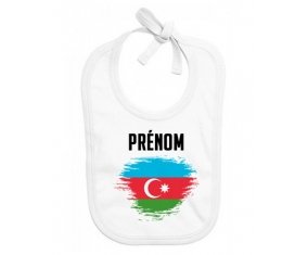 Bavoir bébé personnalisé Drapeau effet pinceau Azerbaïdjan avec prénom
