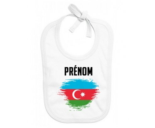 Bavoir bébé personnalisé Drapeau effet pinceau Azerbaïdjan avec prénom