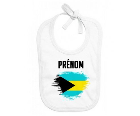 Bavoir bébé personnalisé Drapeau effet pinceau Bahamas avec prénom