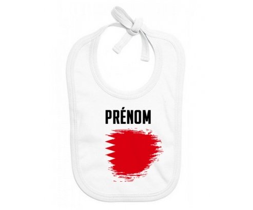 Bavoir bébé personnalisé Drapeau effet pinceau Bahreïn avec prénom