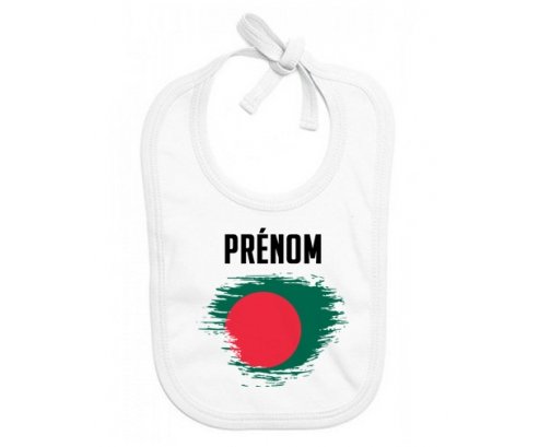 Bavoir bébé personnalisé Drapeau effet pinceau Bangladesh avec prénom
