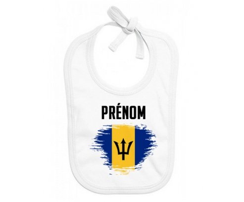 Bavoir bébé personnalisé Drapeau effet pinceau Barbade avec prénom
