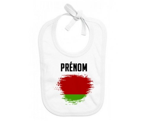 Bavoir bébé personnalisé Drapeau effet pinceau Biélorussie avec prénom