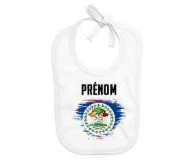 Bavoir bébé personnalisé Drapeau effet pinceau Belize avec prénom