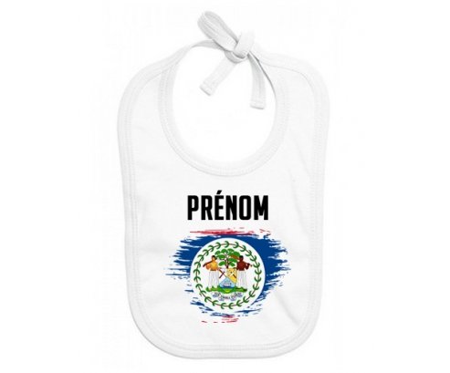 Bavoir bébé personnalisé Drapeau effet pinceau Belize avec prénom