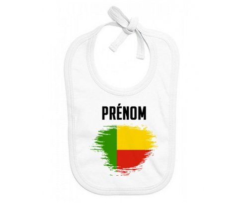 Bavoir bébé personnalisé Drapeau effet pinceau Bénin avec prénom