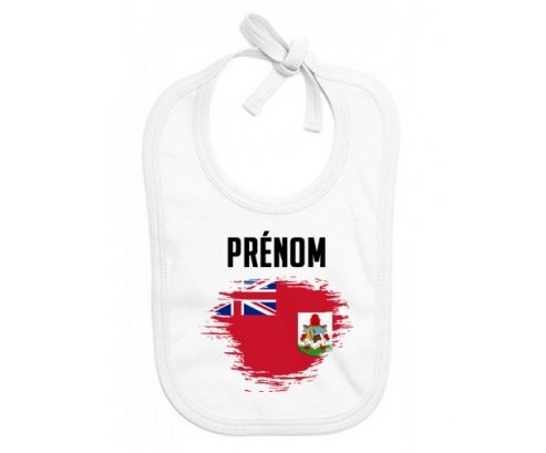 Bavoir bébé personnalisé Drapeau effet pinceau Bermudes avec prénom