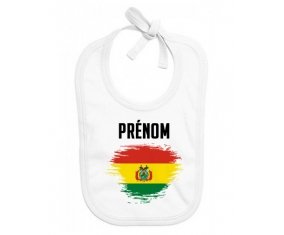Bavoir bébé personnalisé Drapeau effet pinceau Bolivie avec prénom